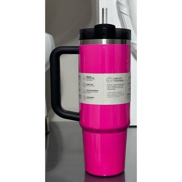 Stanley Quencher H2.0 FlowState Tumbler 30oz, NEON ELECTRIC PINK - Picture 3 of 5
